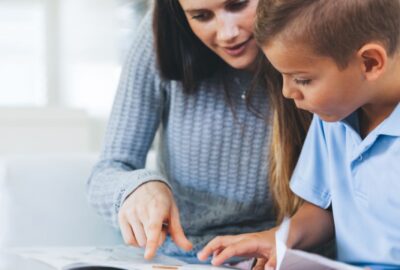 Adult working with child
