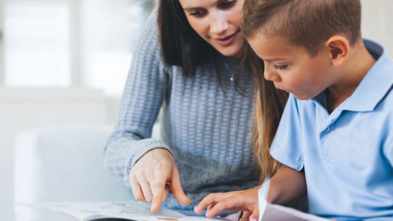Adult working with child