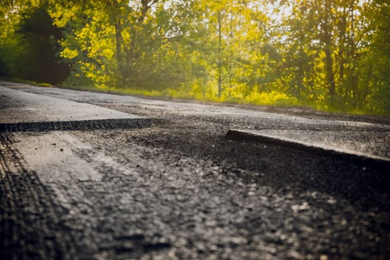 A stretch of road being resurfaced
