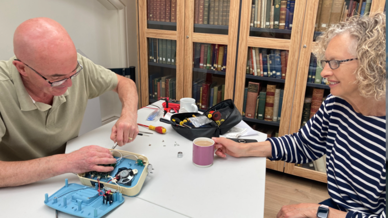 Clock being repaired