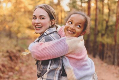 Foster carer and child