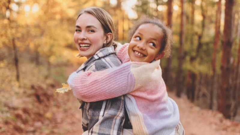Foster carer and child