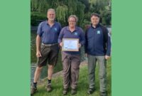 Canal Rangers Craig Saunderson and Joanne Roberts with Canal Manager Mark Baker
