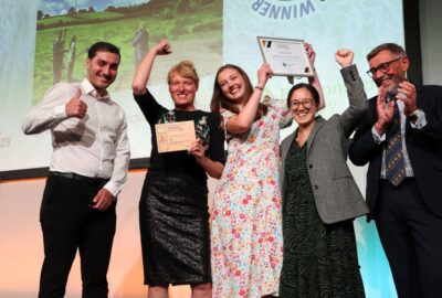 Members of the DRIP team collecting their Flood & Coast Excellence Award