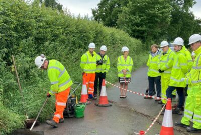 Future of Roads Minister Lilian Greenwood MP seeing road repairs in Devon