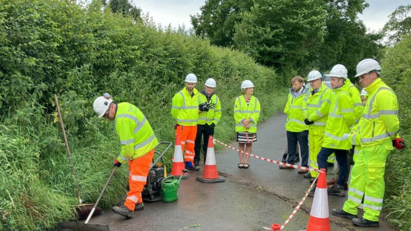 Future of Roads Minister Lilian Greenwood MP seeing road repairs in Devon