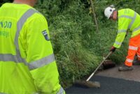 Devon Highways staff carrying out road repairs