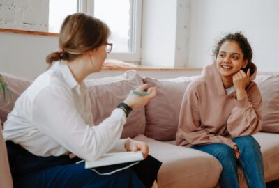 Adult talking to young person