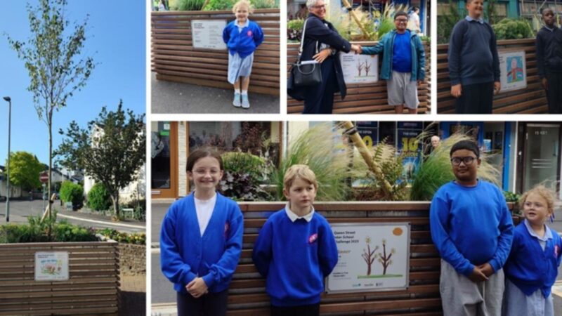 Some of the young artists with their tree planter plaques