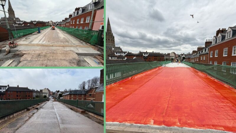 Work on Iron Bridge in Exeter