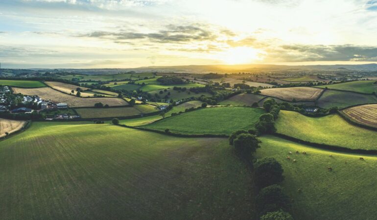 Aerial view of the Devonshire countryside