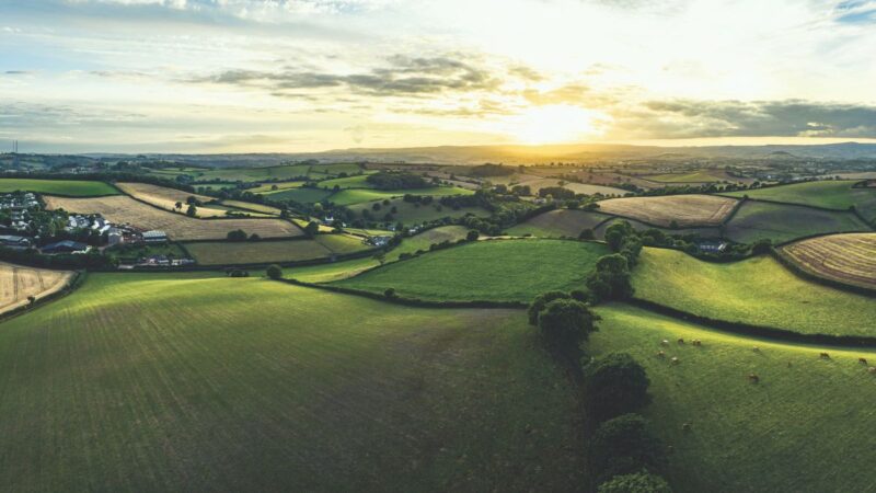 Aerial view of the Devonshire countryside