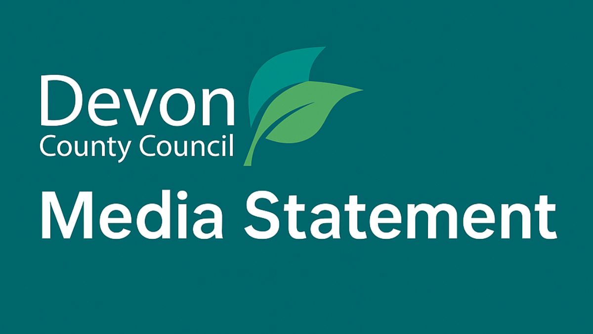 Graphic that says 'media statement', using the Devon County Council logo