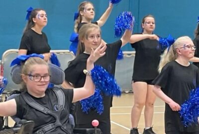 Southbrook School's Sapphires cheerleader group, practicing.