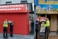 Trading standards and police putting up a closure notice