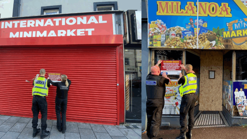 Trading standards and police putting up a closure notice