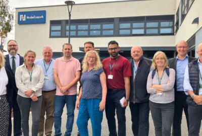 Councillors and staff at Node Cowork with hub manager Julian Dymond and Patrick Federer from Get Better Ltd