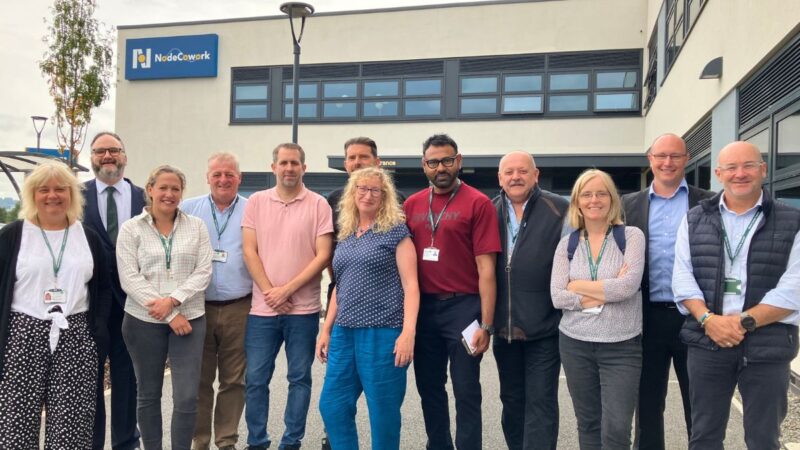 Councillors and staff at Node Cowork with hub manager Julian Dymond and Patrick Federer from Get Better Ltd