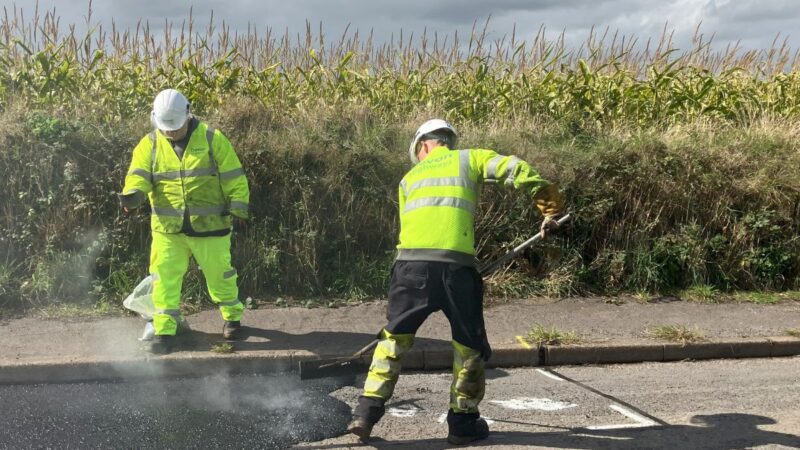 Devon Highways staff repairing a road