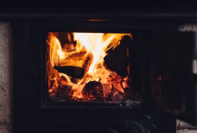 A wood burning stove