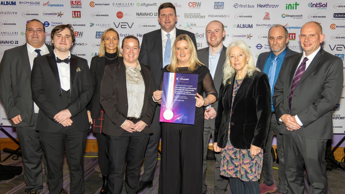 Members of the Devon Bus Enhanced Partnership with their Silver award