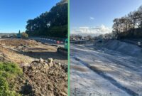 The change to the land during construction of the new road