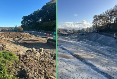 The change to the land during construction of the new road