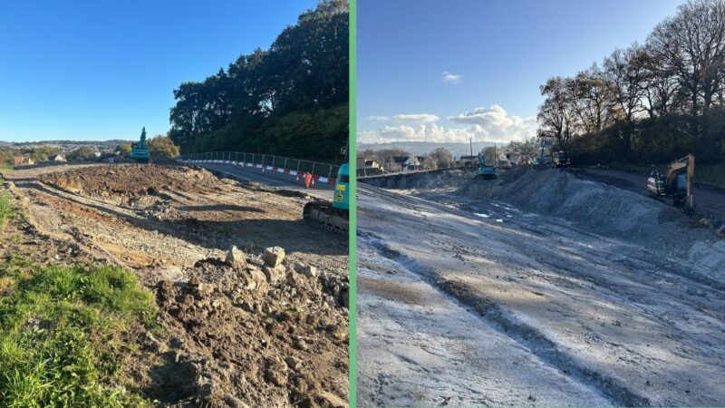 The change to the land during construction of the new road