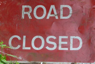 Road closed sign