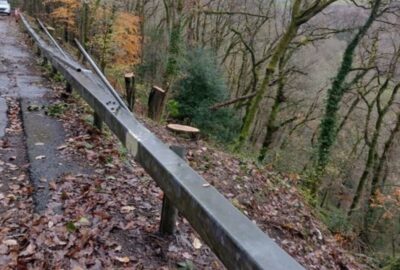 Damaged section of the B3212