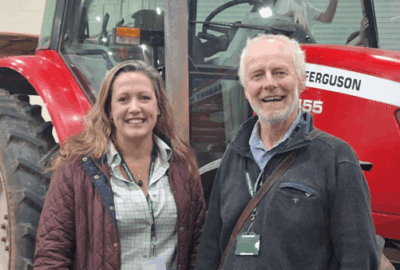 Councillor Cottle-Hunkin and Councillor Gent stood in front of a large tractor