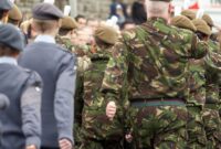 Soldiers and cadets walking in a parade