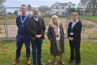 Councillors stood on the site where the Matford Offices used to be at County Hall, Exeter