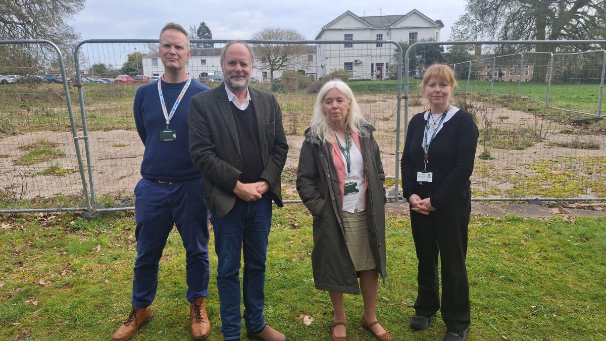 Councillors stood on the site where the Matford Offices used to be at County Hall, Exeter