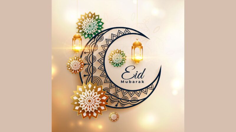 Image uses a crescent shape to celebrate Eid Mubarak