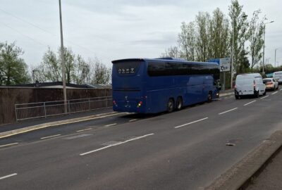 Bus at the new bus layby