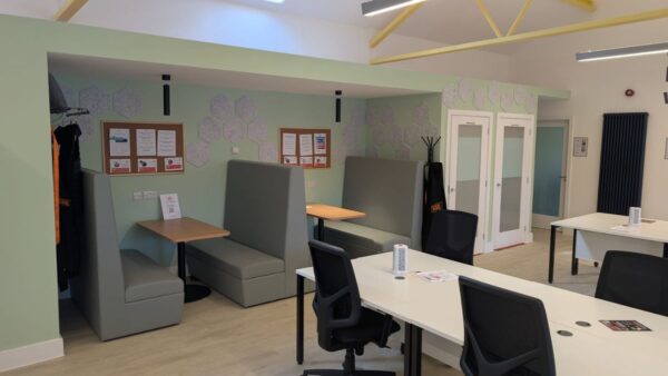 Desks and chairs at Tiverton Workhub