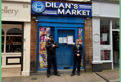 Trading Standards and Police outside Dilans