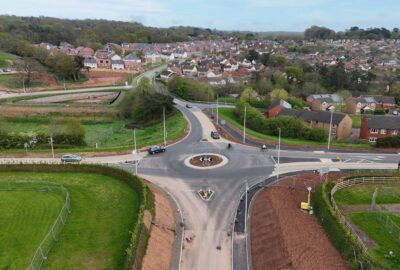 Aerial photo of part of the new road (Dinan Way)