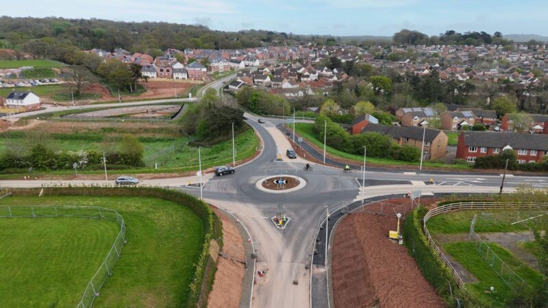 Aerial photo of part of the new road (Dinan Way)