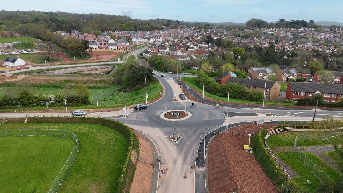 Aerial photo of part of the new road (Dinan Way)
