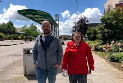 Irys walking with Michael Patch, from Reaching for Independence