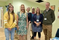 Becca and her mum with the teams from Dartmouth Caring and Reaching for Independence