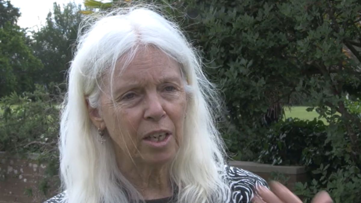 Councillor Jacqi Hodgson Cabinet Member for climate and biodiversity talking outside after the film showing