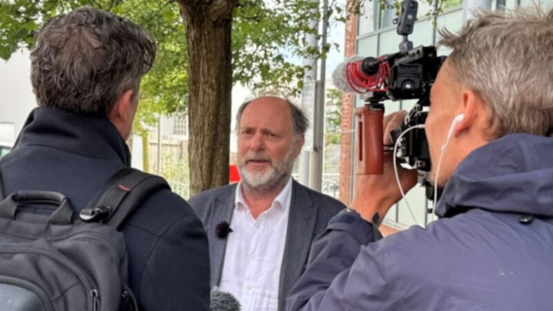 Councillor Julian Brazil being interviewed