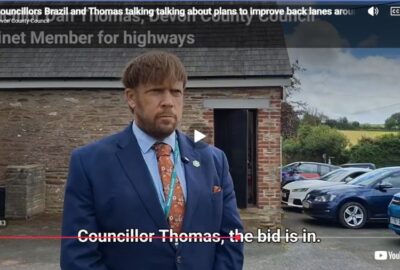 Councillor Dan Thomas, Devon County Council's Cabinet Member for highways, outside Stokenham Parish Hall
