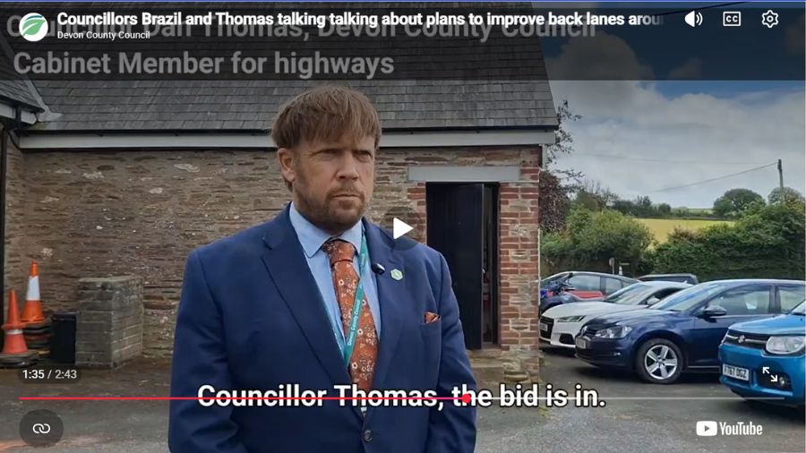 Councillor Dan Thomas, Devon County Council's Cabinet Member for highways, outside Stokenham Parish Hall