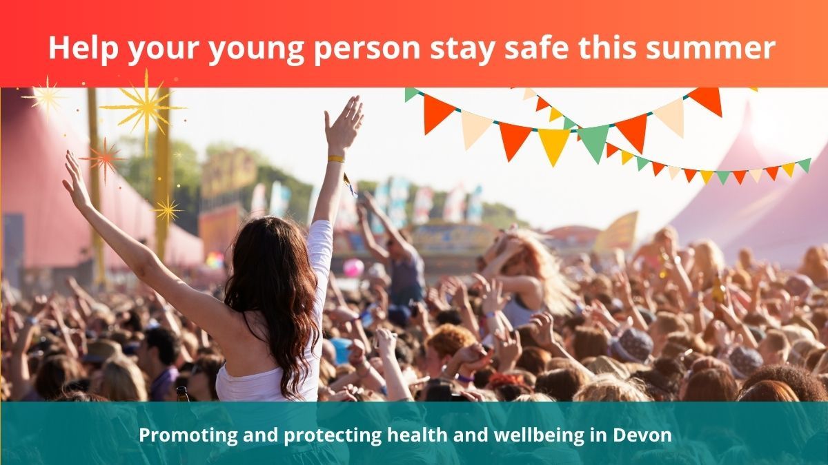Happy crowd of young people at a festival