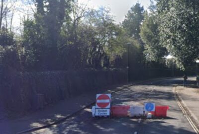Dryden Lane, with no entry signs to traffic