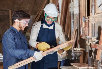 An apprentice working in a workshop